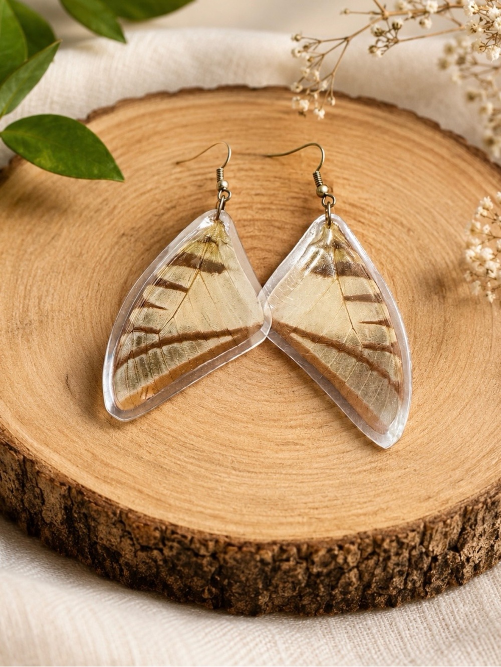 Boho butterfly wing earrings: handcrafted drop earrings